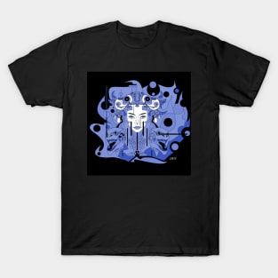 blue paninaro metal madness in ecopop abstract woman kaiju art T-Shirt